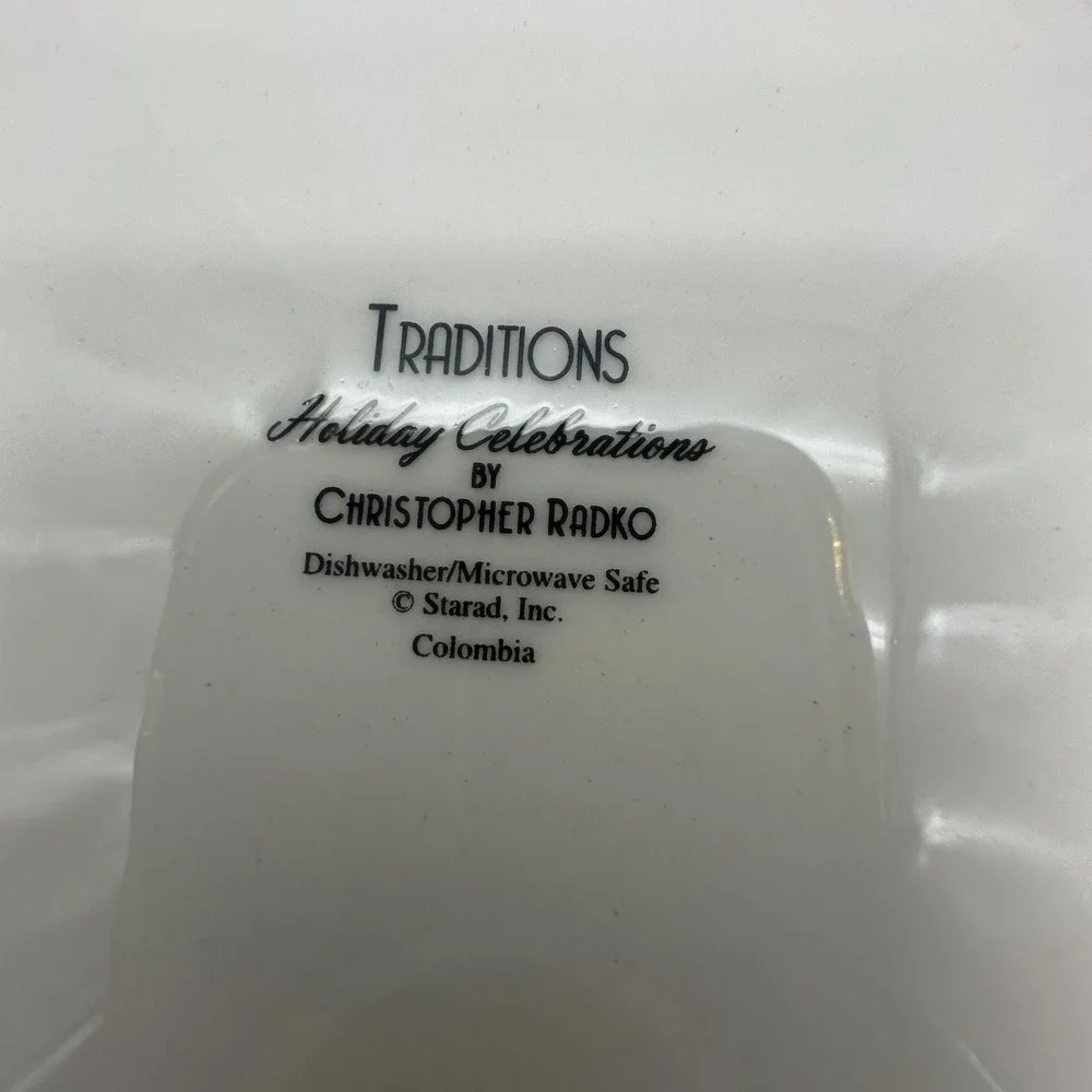Christopher Radko Traditions Holiday Celebrations Salad Plates Set of 4 Ceramic
